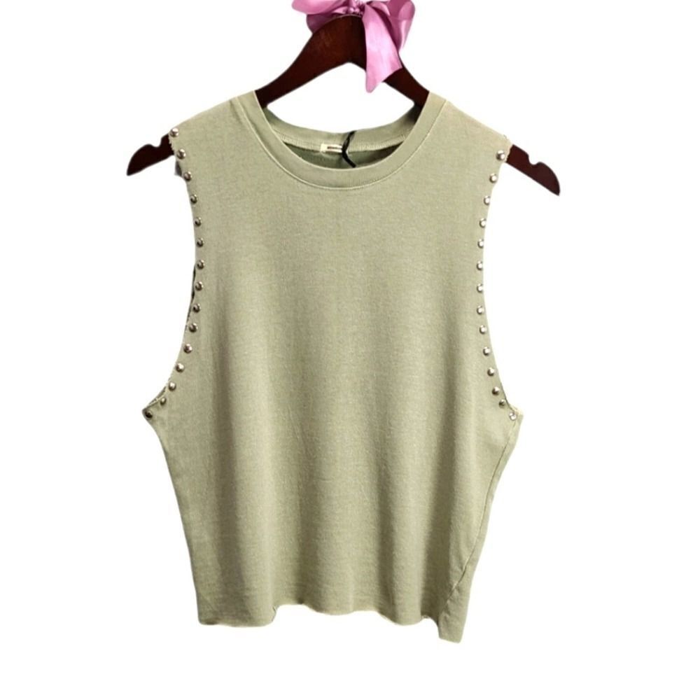 NWT Monrow‎ Sleeveless Army Green Top Size XS